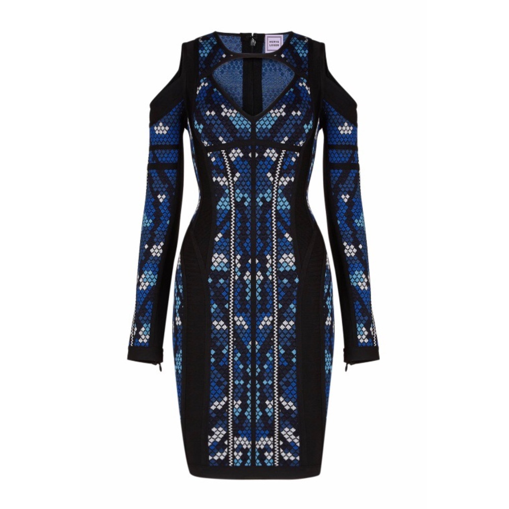 Herve Leger Cold Shoulder Cut Out Bandage Dress - Picture 6 of 8